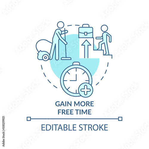 Gain more free time turquoise concept icon. Improve your life. Social media detox abstract idea thin line illustration. Isolated outline drawing. Editable stroke. Arial, Myriad Pro-Bold fonts used