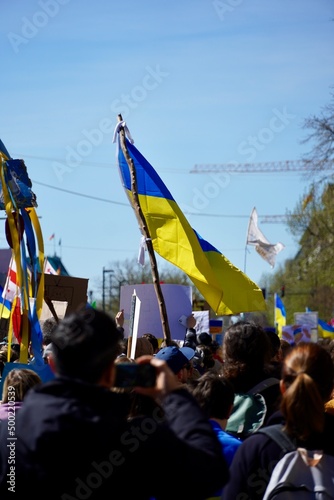 Demonstration against the war in ukraine in front of the russian embassy in Berlin photo