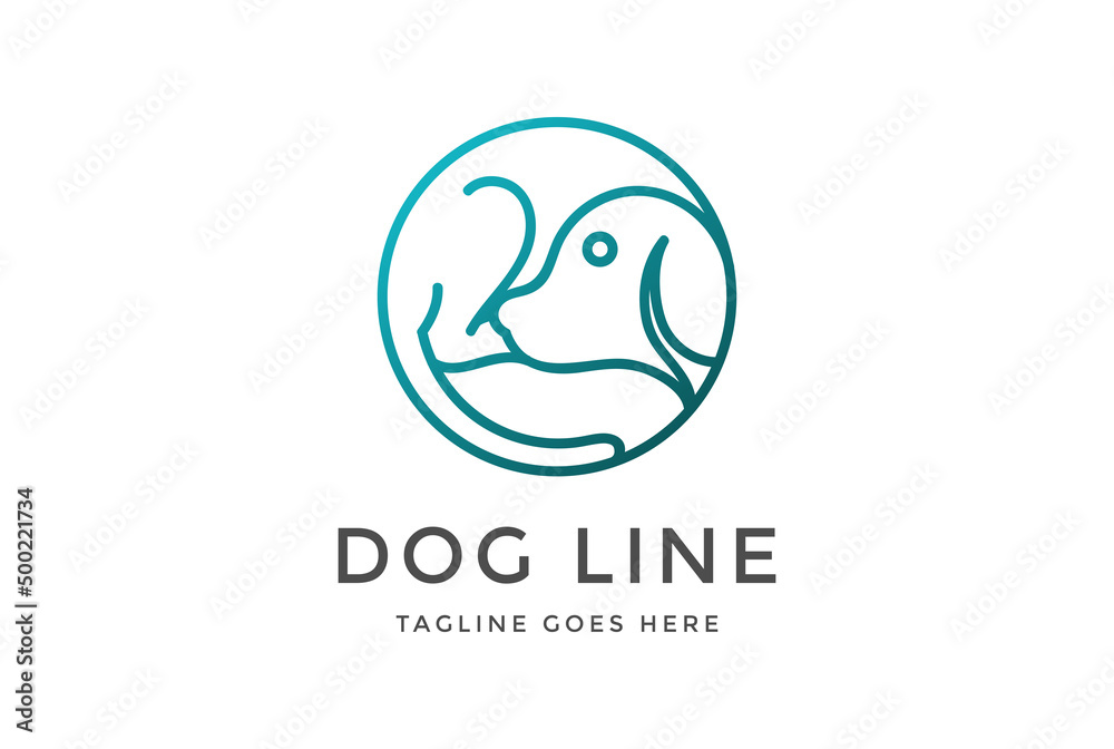 Circle Circular Cute Pet Dog Monogram Logo Design Circle Circular Cute Pet Dog Monogram Logo Design