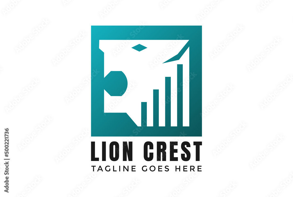Geometric Square Lion Crest Head Logo Design Geometric Square Lion Crest Head Logo Design