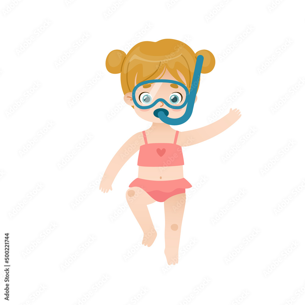 Cute baby girl dives underwater with a snorkeling mask. Adorable child are snorkeling. Cute baby girl dives underwater with a snorkeling mask. Adorable child are snorkeling.