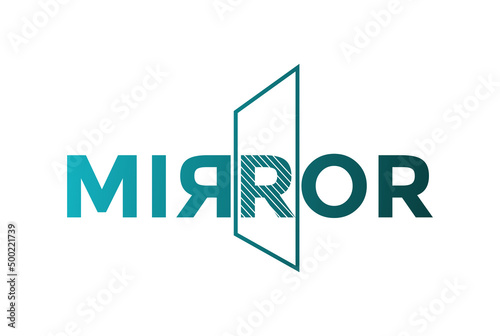 Blue Mirror Text Type Font Word Letter Lettering Typography Logo Design