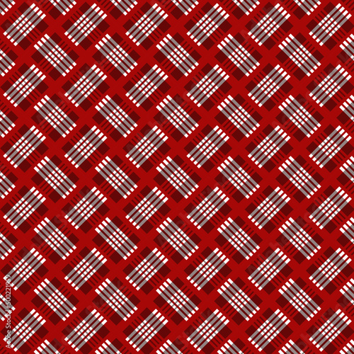 Abstract colorful squared illustration. Geometric seamless pattern with white and red ornament. design for web page, textures, card, poster. Scottish background. 