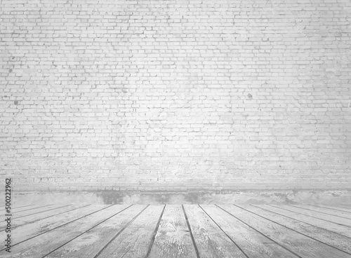 gray interior with brick wall