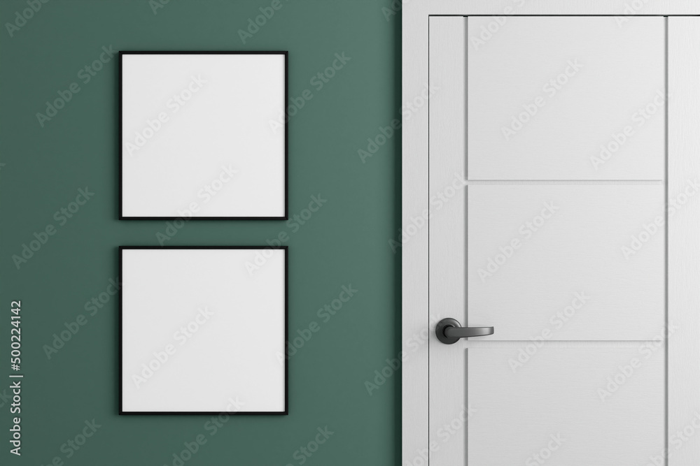 Modern and minimalist square black poster or photo frame mockup on the wall in the living room. 3d rendering. Modern and minimalist square black poster or photo frame mockup on the wall in the living room. 3d rendering.