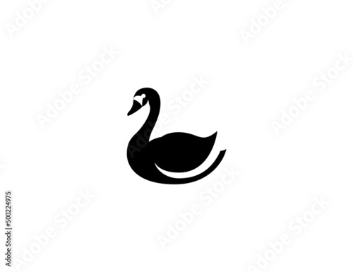 Swan vector icon. Isolated swan bird flat illustration