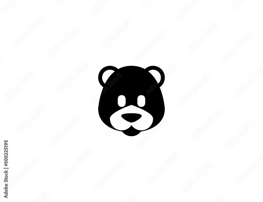 Panda vector icon. Panda face. Isolated panda head flat illustration