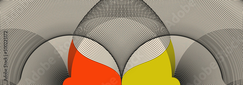 graphic strip background head waves red green