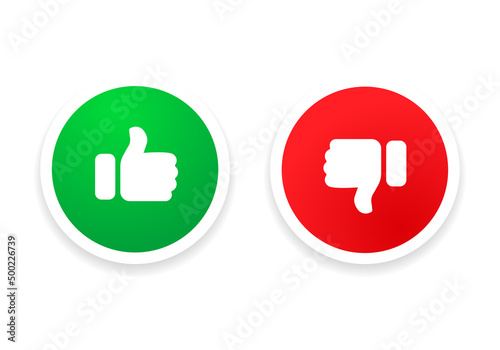 Yes or no icon. Green tick symbol and red cross sign in circle. Checkmark and check icon. Approval. Like and dislike icon. X or approve or deny line art vector icon for apps and websites and ui ux.