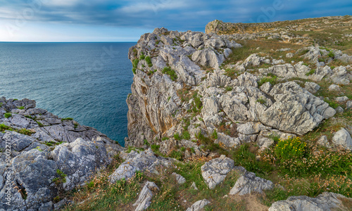 Rocky Coast, PrÃ­a Cliffs, Karst Formation, Bufones de PrÃ­a, Protrected Landscape of the Oriental Coast of Asturias, Llanes de PrÃ­a, Asturias, Spain, Europe