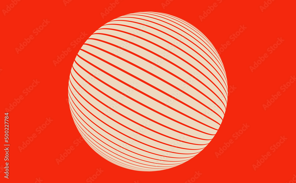 graphic striped sphere floating red ivory