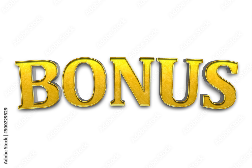 Bonus word made from realistic gold isolated on white background. 3d illustration. Bonus word made from realistic gold isolated on white background. 3d illustration.