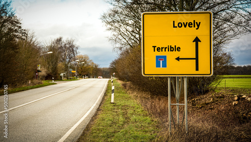 Street Sign to Lovely versus Terrible