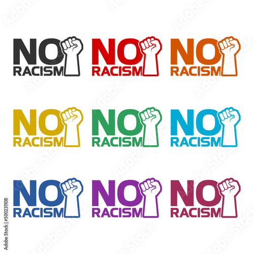 Stop or no racism icon color set