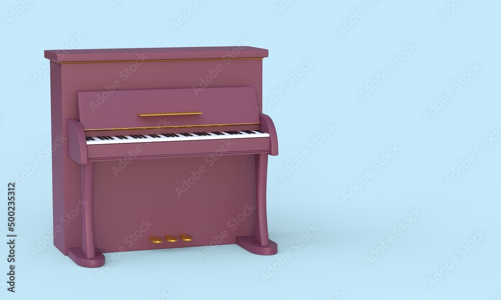 Purple Classic Upright Piano. Minimal idea concept. 3d render Purple Classic Upright Piano. Minimal idea concept. 3d render