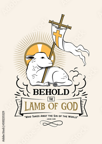 Lamb with Cross. Christian symbol