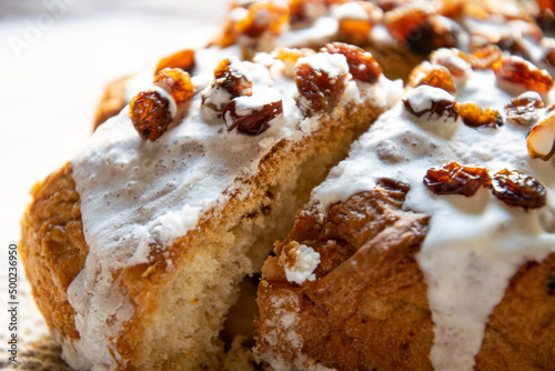 Baked Easter cake with raisins	