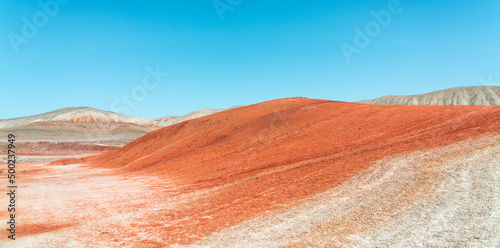 Red sand mountains in the desert area