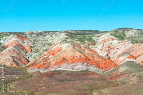 Red sand mountains in the desert area