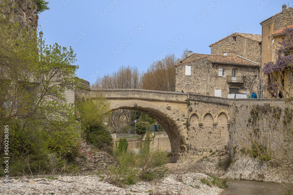 view of the bridge of Vaison la Romaine in France