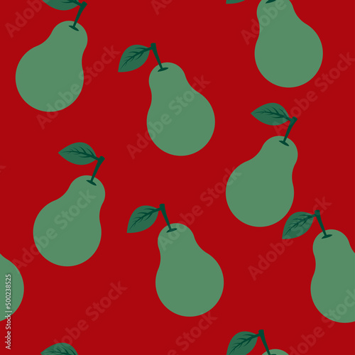 pear pattern. fruity seamless pattern on a red background. vector illustration, eps 10.	
