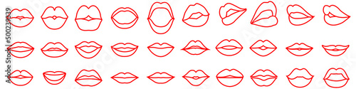 Lips vector icon set. kiss illustration sign collection.  woman symbol. love logo. photo
