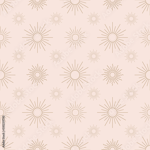 Gold suns  seamless vector pattern with sun elements