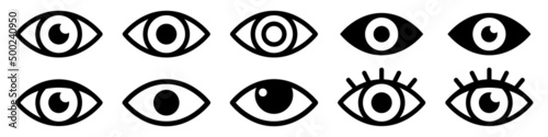 Eye icon set. Eyesight symbol. Retina scan eye icons. Simple eyes collection. Eye silhouette. Vector EPS 10