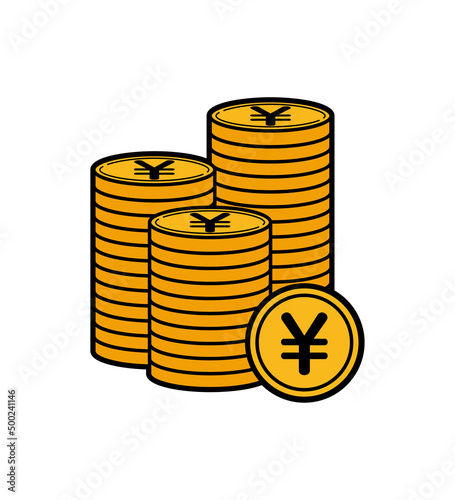 積み上げた円の硬貨のシンプルなイラスト