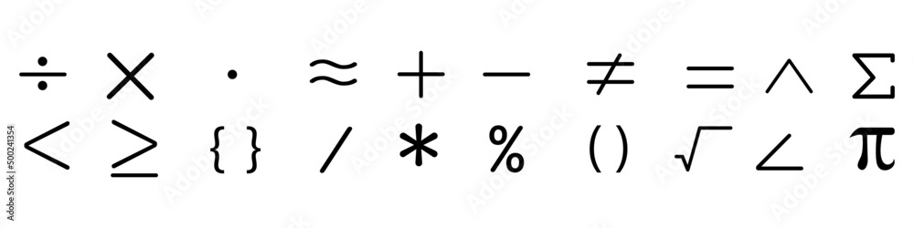 Math icon vector set. mathematical calculations symbol illustration ...