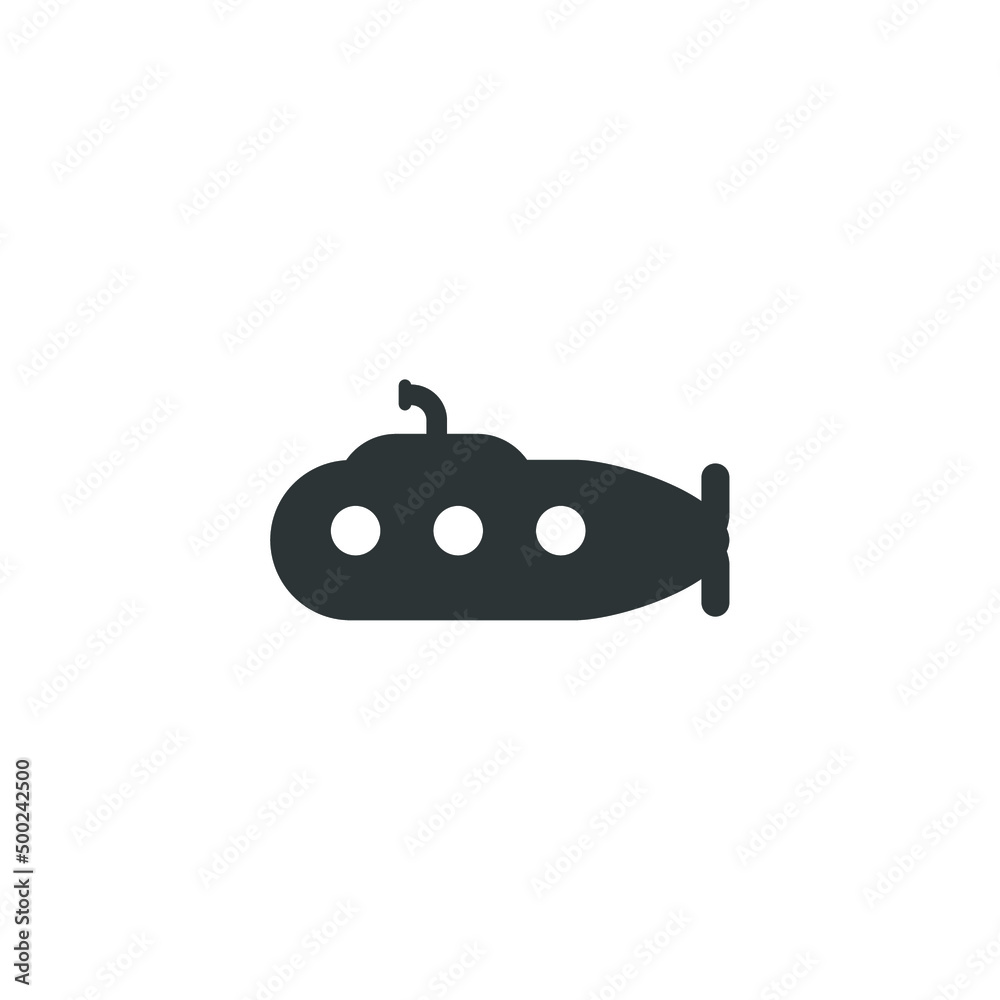 Vector sign of the submarine symbol is isolated on a white background. submarine icon color editable.