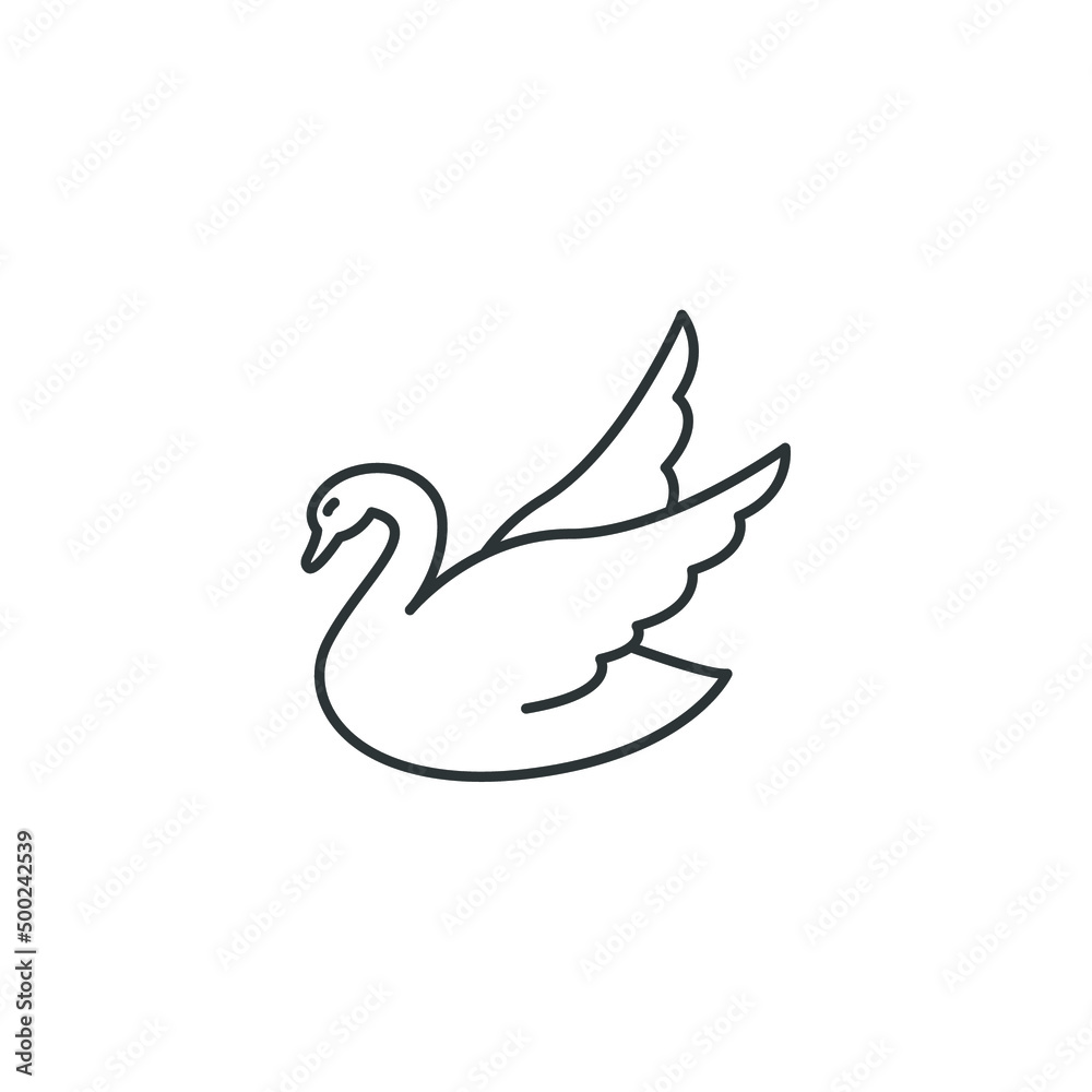 Fototapeta premium Vector sign of the swan symbol is isolated on a white background. swan icon color editable.