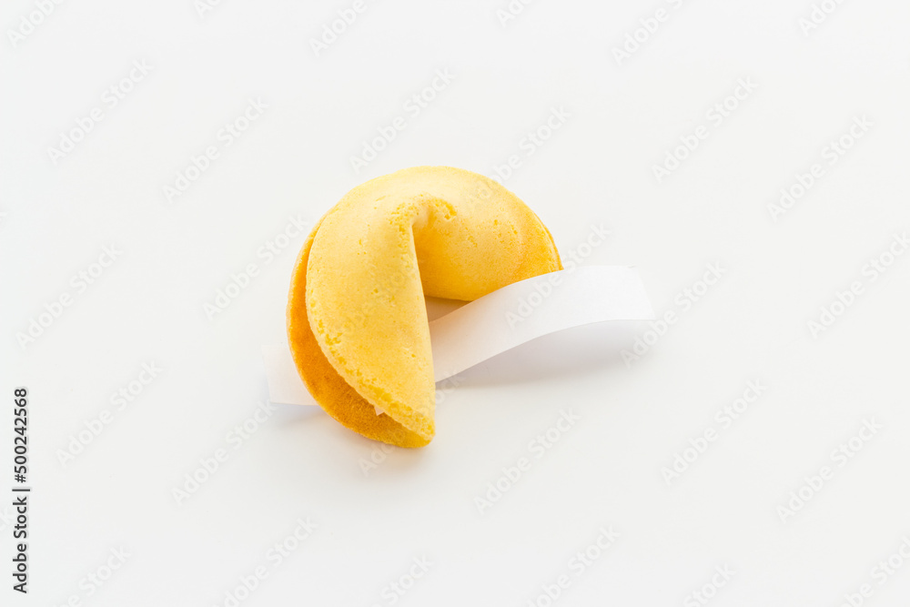 Broken Chinese fortune cookie with blank slip outside Broken Chinese fortune cookie with blank slip outside
