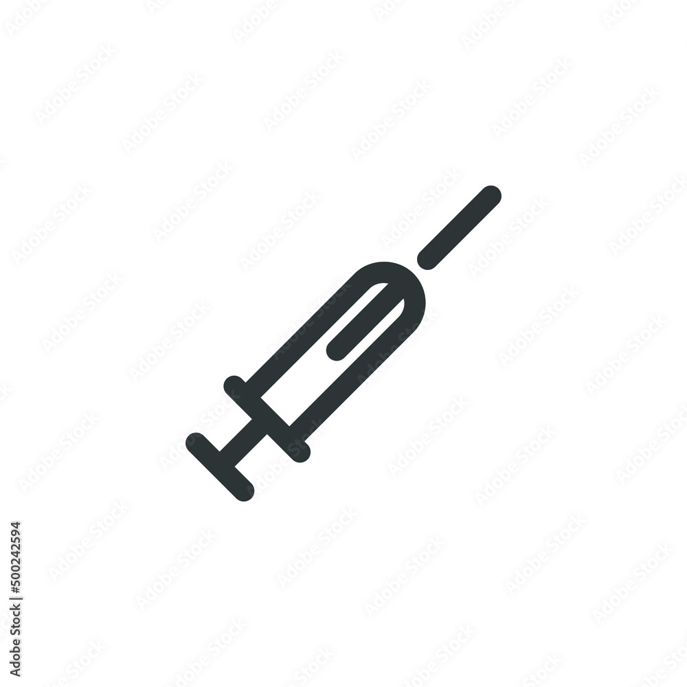 Vector sign of the Syringe symbol is isolated on a white background. Syringe icon color editable. Vector sign of the Syringe symbol is isolated on a white background. Syringe icon color editable.