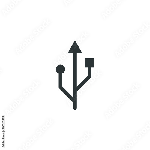 Vector sign of the usb symbol is isolated on a white background. usb icon color editable.
