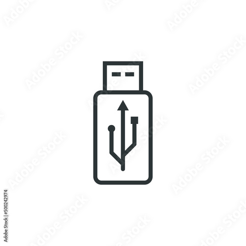 Vector sign of the usb symbol is isolated on a white background. usb icon color editable.