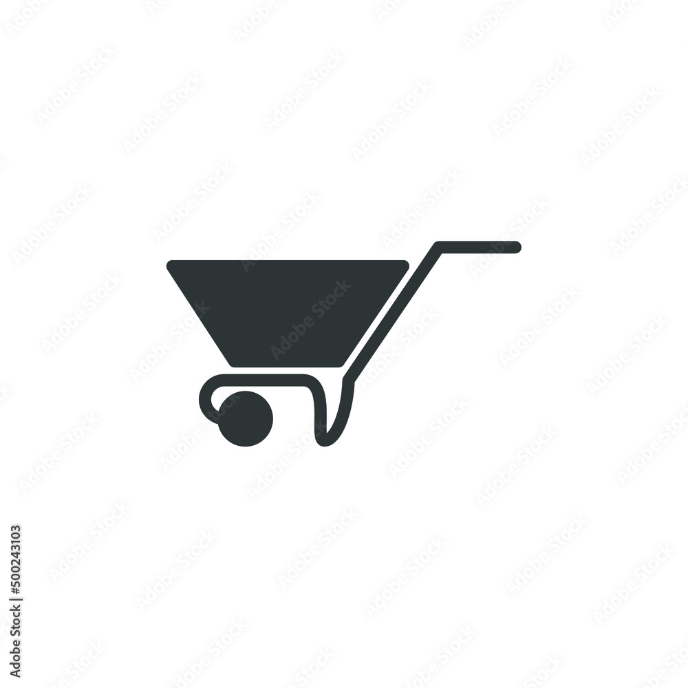 Vector sign of the Wheelbarrow cart symbol is isolated on a white background. Wheelbarrow cart icon color editable. Vector sign of the Wheelbarrow cart symbol is isolated on a white background. Wheelbarrow cart icon color editable.