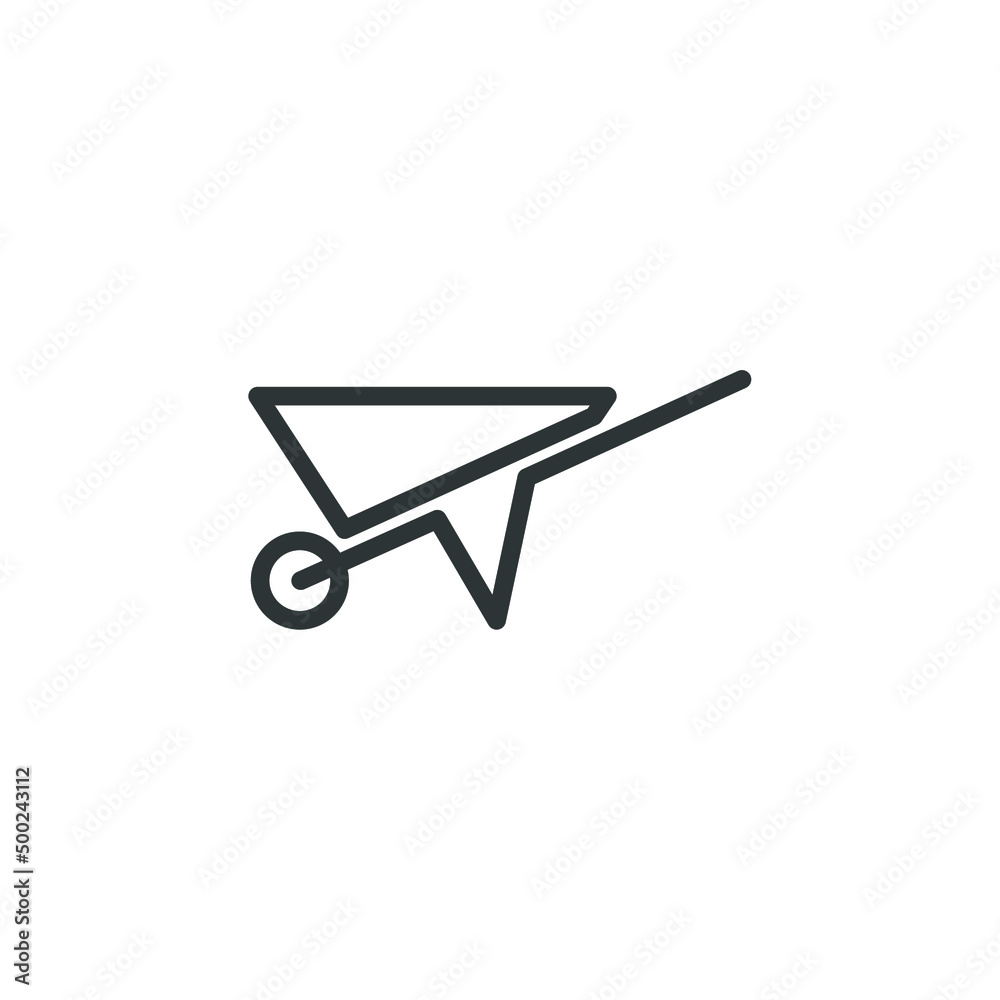 Vector sign of the Wheelbarrow cart symbol is isolated on a white background. Wheelbarrow cart icon color editable. Vector sign of the Wheelbarrow cart symbol is isolated on a white background. Wheelbarrow cart icon color editable.
