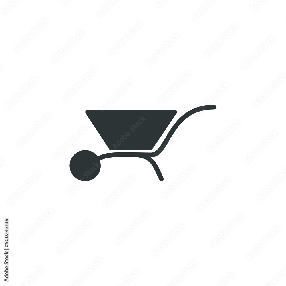 Vector sign of the Wheelbarrow cart symbol is isolated on a white background. Wheelbarrow cart icon color editable. Vector sign of the Wheelbarrow cart symbol is isolated on a white background. Wheelbarrow cart icon color editable.