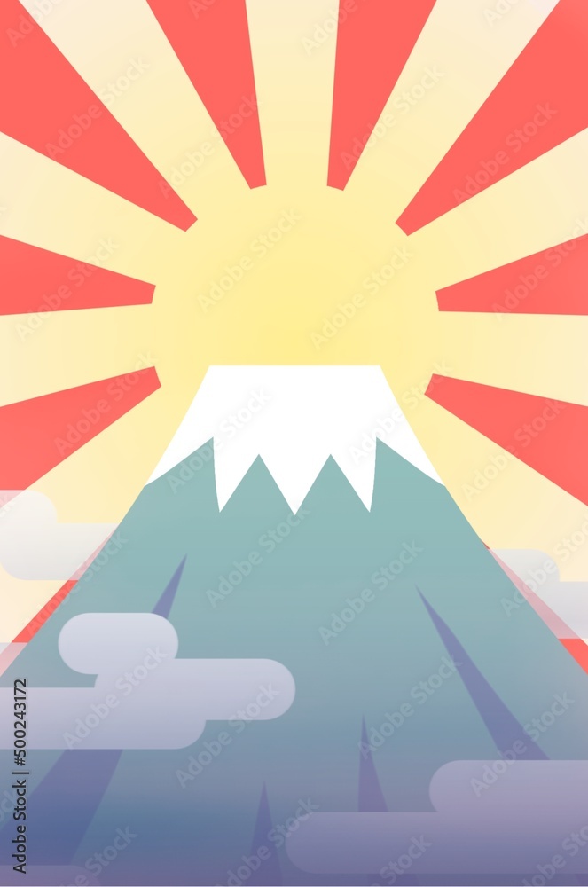 Clip art of Mt. Fuji and sunrise