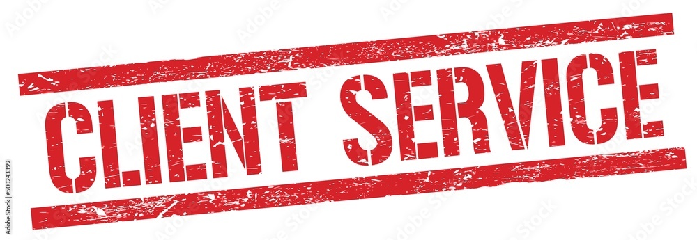 CLIENT SERVICE text on red grungy rectangle stamp. CLIENT SERVICE text on red grungy rectangle stamp.