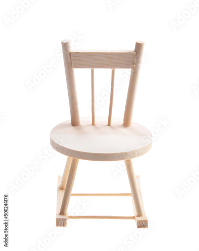 Decorative wooden chairs for playing on an isolated white background