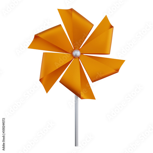 Orange Pinwheel Isolated 3D Render Illustration