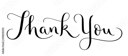 THANK YOU black vector ornate brush calligraphy banner