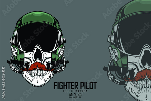 FIGHTER PILOT ILLUSTRATION WITH A GRAY BACKGROUND, READY FORMAT EPS 10