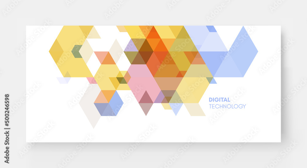 Fototapeta premium Abstract geometric background with transparent colored figures. Template for poster, flyer, banner or book cover. Vector illustration for design