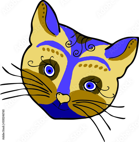 The muzzle of a cat in an ethnostile. Vector file.