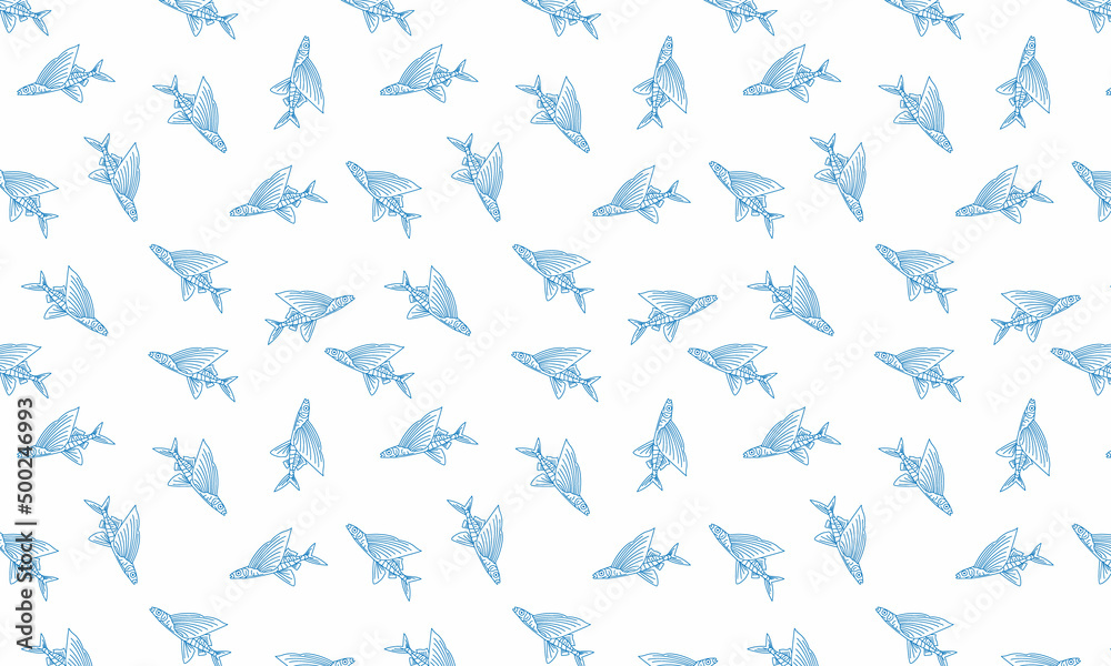 flying fish patterns Design Textile Background Vector Illustration 