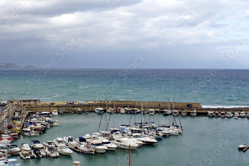 Sailboats in the marina in Heraklion, Crete, Greece