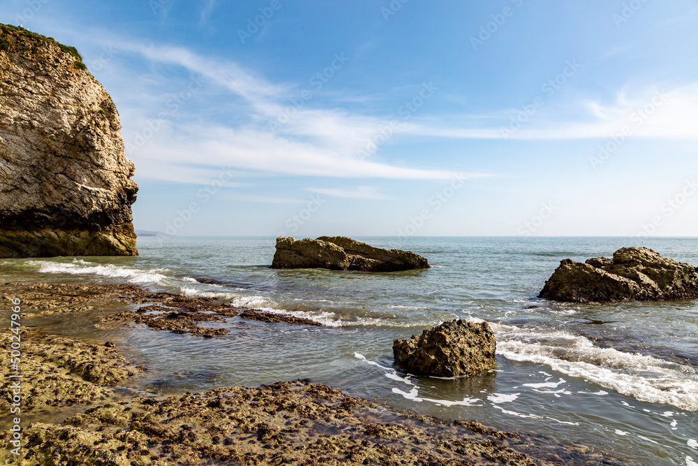 Rock formations at low tide, at Freshwater Bay on the Isle of Wight
